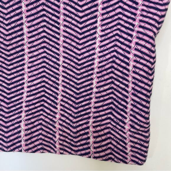 Southern Tide Audrey Ikat Chevron Mini Shift Dress Pink Size 4 Blue Gold Zip - Picture 6 of 10